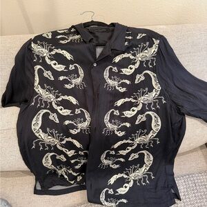 All Saint Black Shirt with Paisley/ Scorpions Print